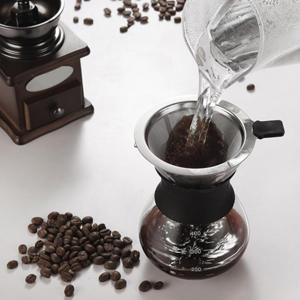 GALPADA Stainless Steel Coffee Filter Reusable Coffee Strainer with Handle Multipurpose Residue Filter and Flower Tea Brewing Random Style image number 3