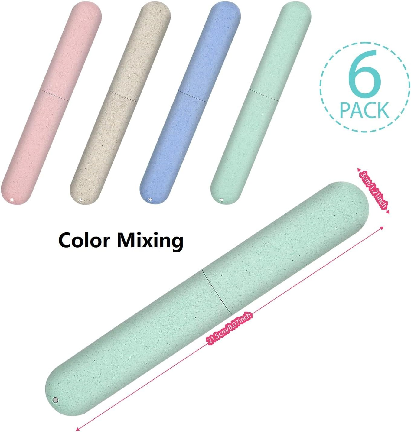 Proxima Direct 6 Pack Travel Toothbrush Case,Portable Breathable Toothbrush Holder for Travel/Camping/School/Home image number 2