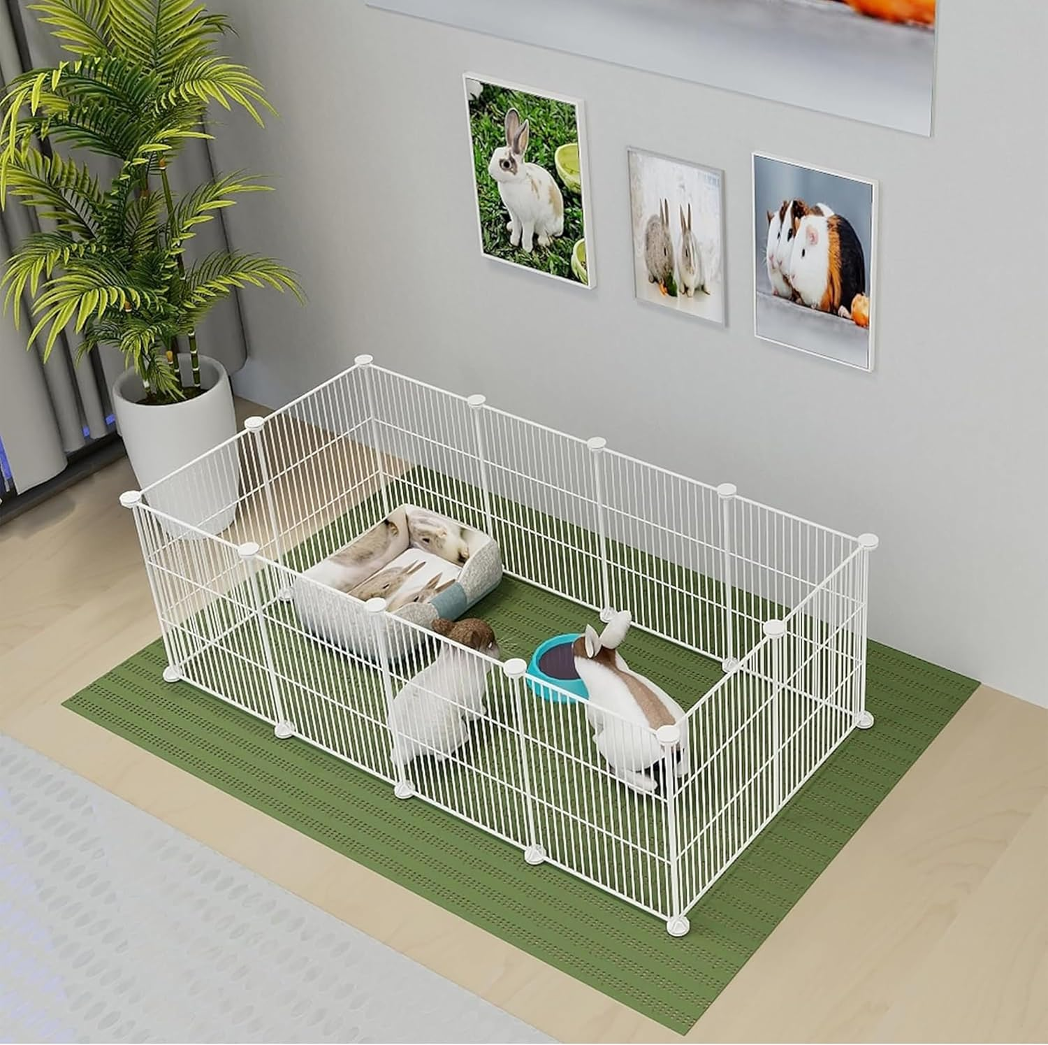 Lxvckly Pet Playpen, Small Animals Playpen, DIY Encrypted Metal Wire Rabbit Fence, Guinea Pig Cage, Kitten Playpen, Indoor & Outdoor Yard Fence for Small Animals, White image number 3