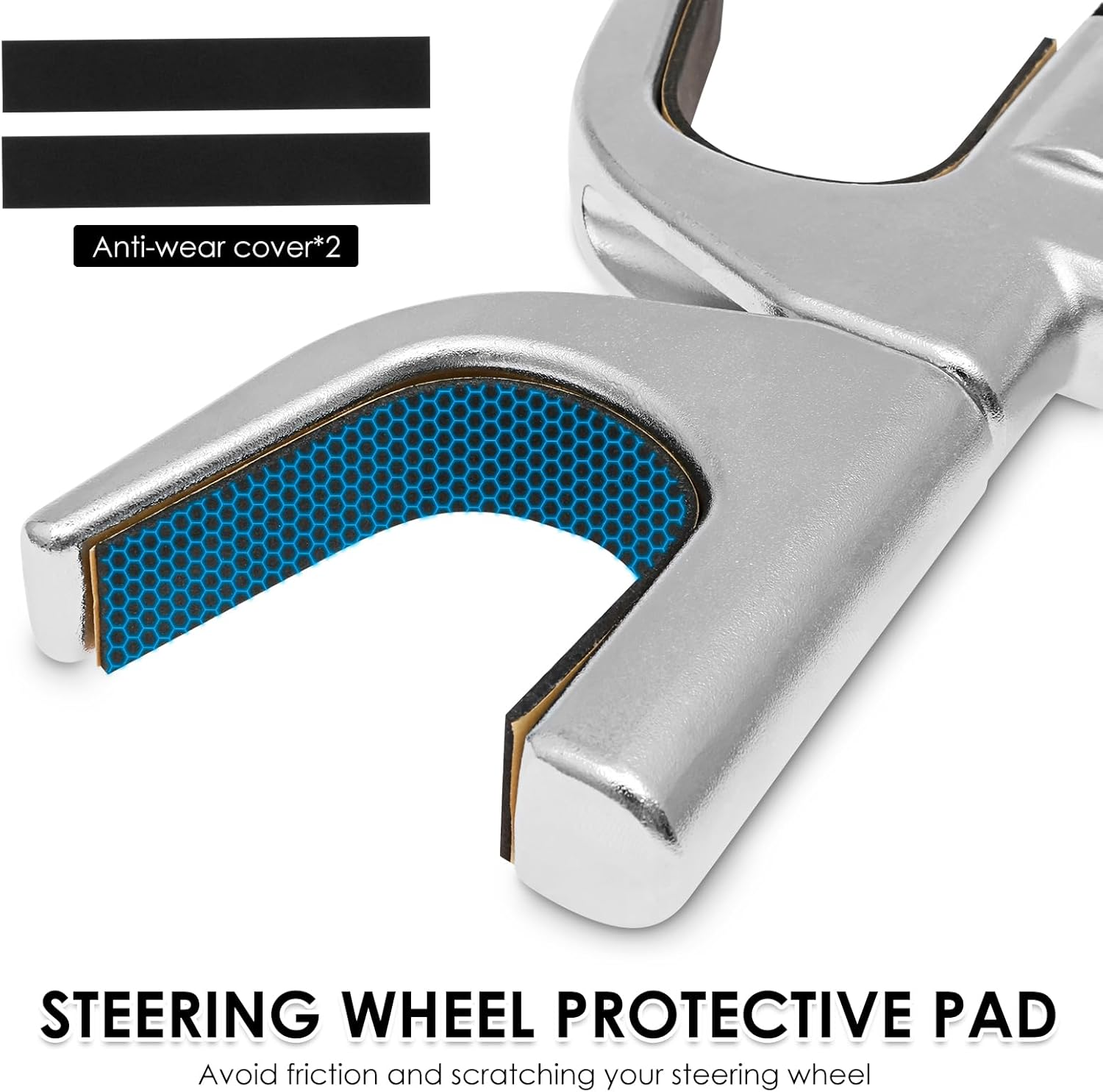 Car Steering Wheel Lock Retractable Wheel Locks Universal Adjustable anti Theft Steering Wheel Lock with 3 Keys and Safety Hammer for Cars Suvs Trucks (Black, 1Pc) image number 2