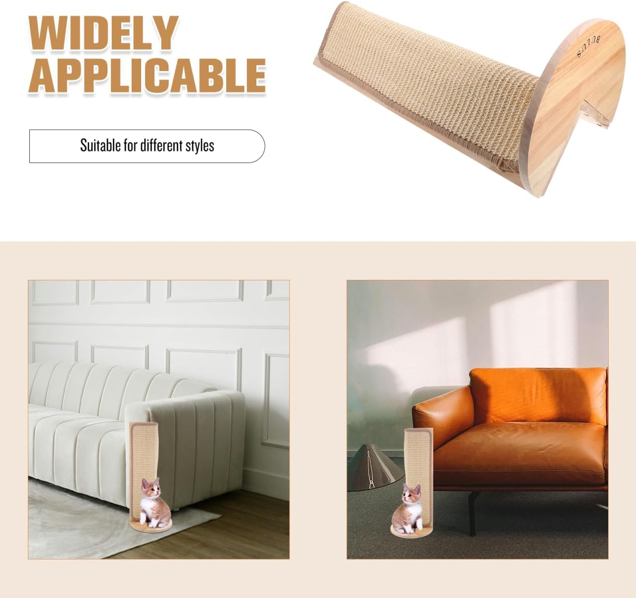 Kisangel Cat Scratching Post, Natural Sisal Scratcher Corner, Sofa Guard Furniture Protector Pad for Minimalist Design image number 5