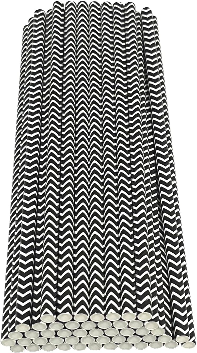 Haobase 50Pcs Paper Drinking Straws, Biodegradable Paper Straws for Drinking Cocktail, Coffee, Cold Drinks (Ripples Pattern) (Brown Ripples)