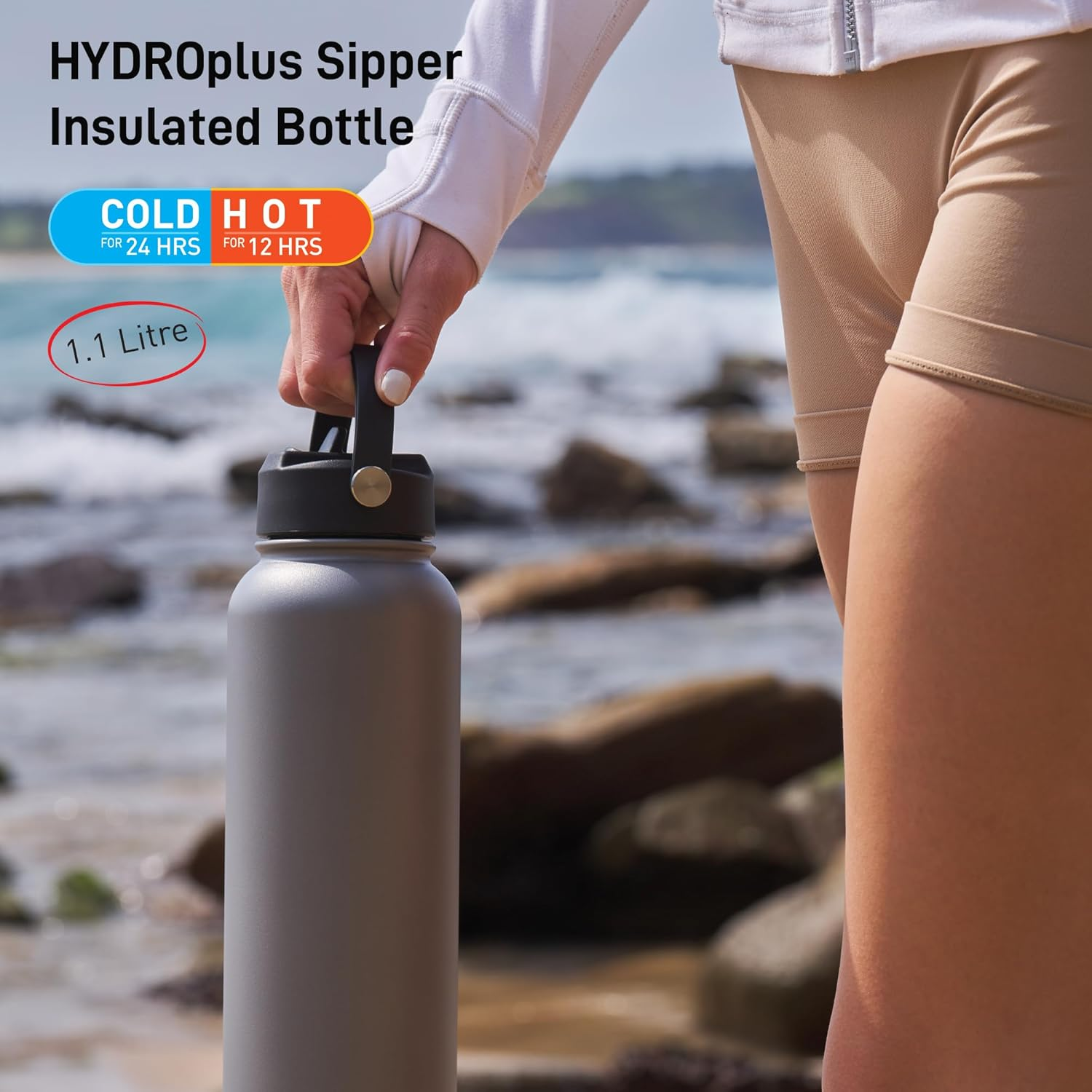 Avanti Hydrosport Sipper Insulated Water Bottle, 1.1 Litre - Platinum