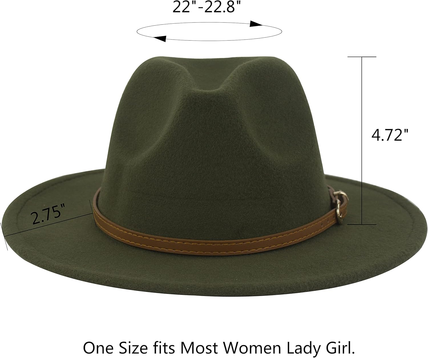 Muryobao Womens Classic Wide Brim Panama Hat Belt Buckle Wool Felt Fedora Hat image number 4