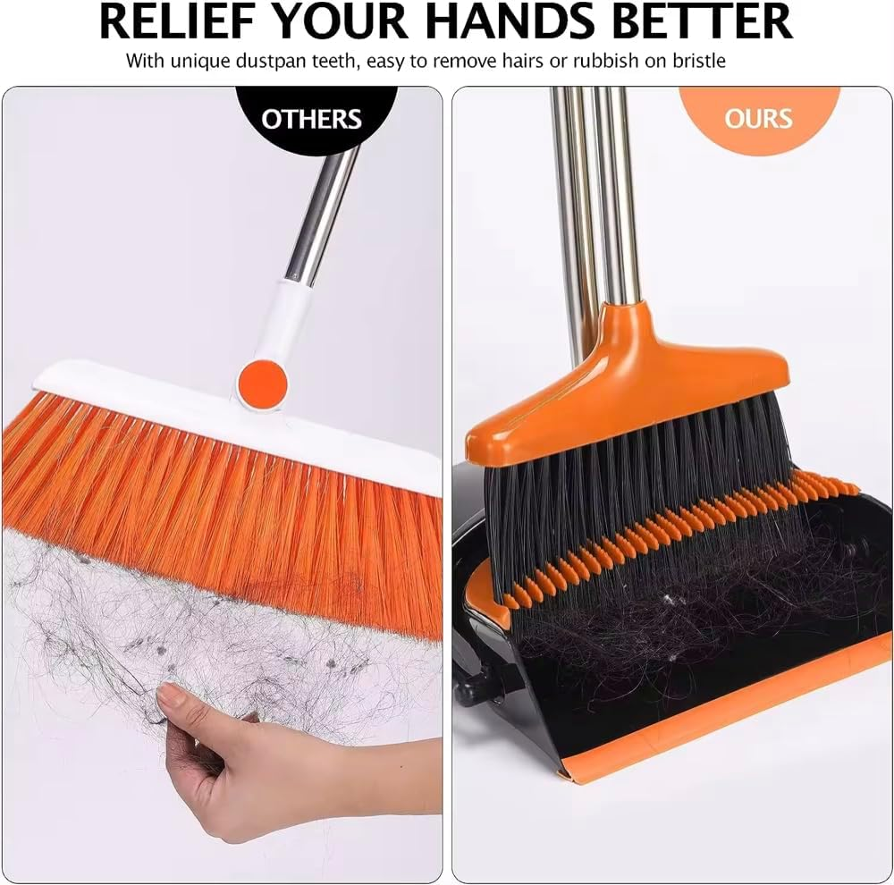 Heavy-Duty Long-Handle Broom & Dustpan Set &ndash; Upright Design for Effortless Sweeping &ndash; Lightweight, Durable & Ideal for Home, Office, or Outdoor Cleanup image number 4