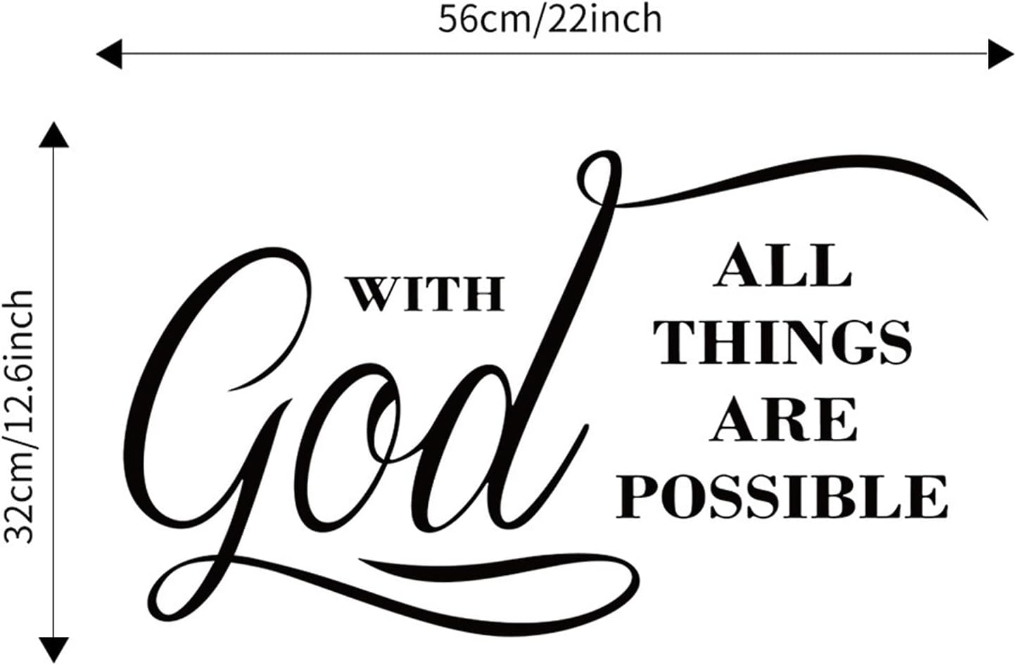 INCAUCA with God All Things Are Possible Religious Vinyl Wall Decals, Vinyl Wall Stickers Wall Decal Motivation Lettering Saying Wall Art, Inspirational Quote Wall Art Stickers (Black) image number 5
