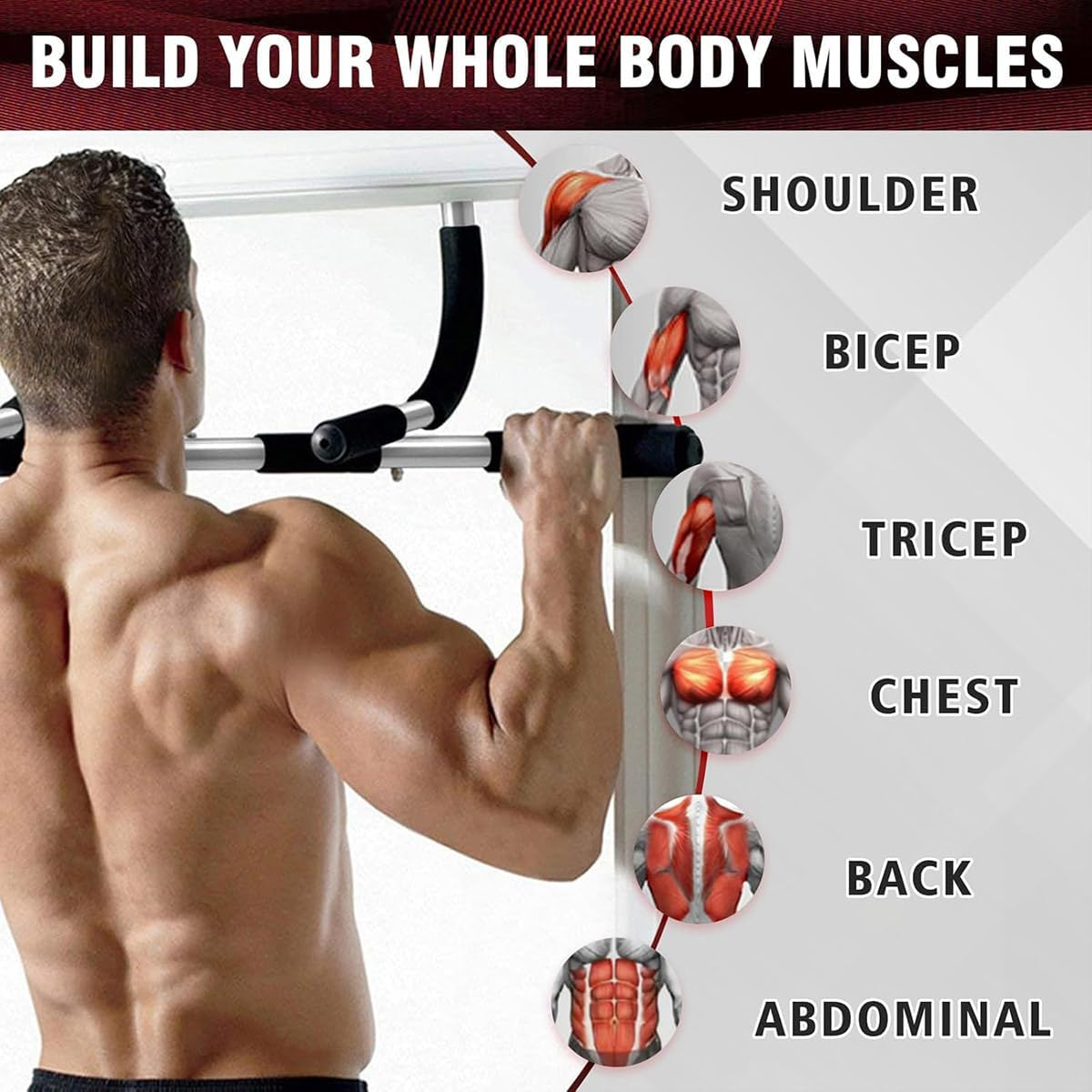 AIMALL 1PC Door Horizontal Bar for Fitness Training, Punch-Free Pull-Up Bar, High Load-Bearing Detachable Sports Equipment for Men and Women image number 6