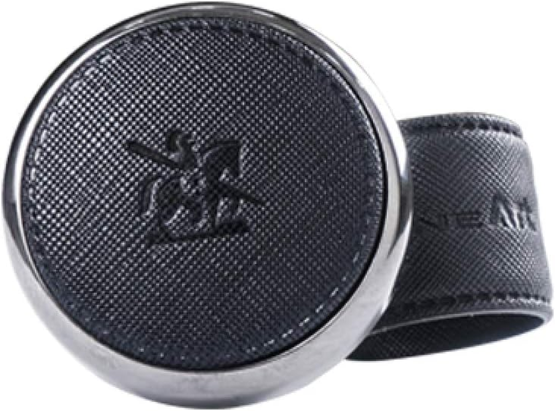 BLACKSUIT Leather Power Knob - Mountable Vehicle Handle Spinner for All Models - Car Accessories Luxury Hi-Quality Steering Wheel Knob - Black