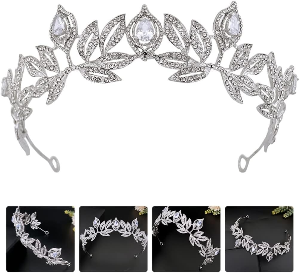 FRCOLOR Rhinestone Crown Hair Accessory for Bride Headdress Wedding Hair Decor Vintage Style Reusable and Wear-Resistant for Party Cosplay and Festival Occasions Elegant Headdress for Girl image number 3