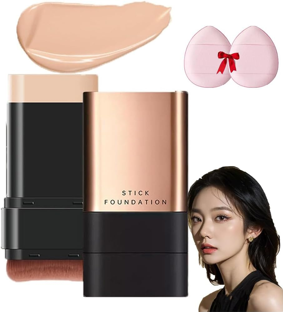 2 in 1- Luxury Anti-Wrinkle Foundation Stick,Double Head Foundation Make up Stick,Korea Flawless Eraser Foundation Stick with Brush, Multi-Use Foundation Stick Makeup (Brilliant White, A-1)
