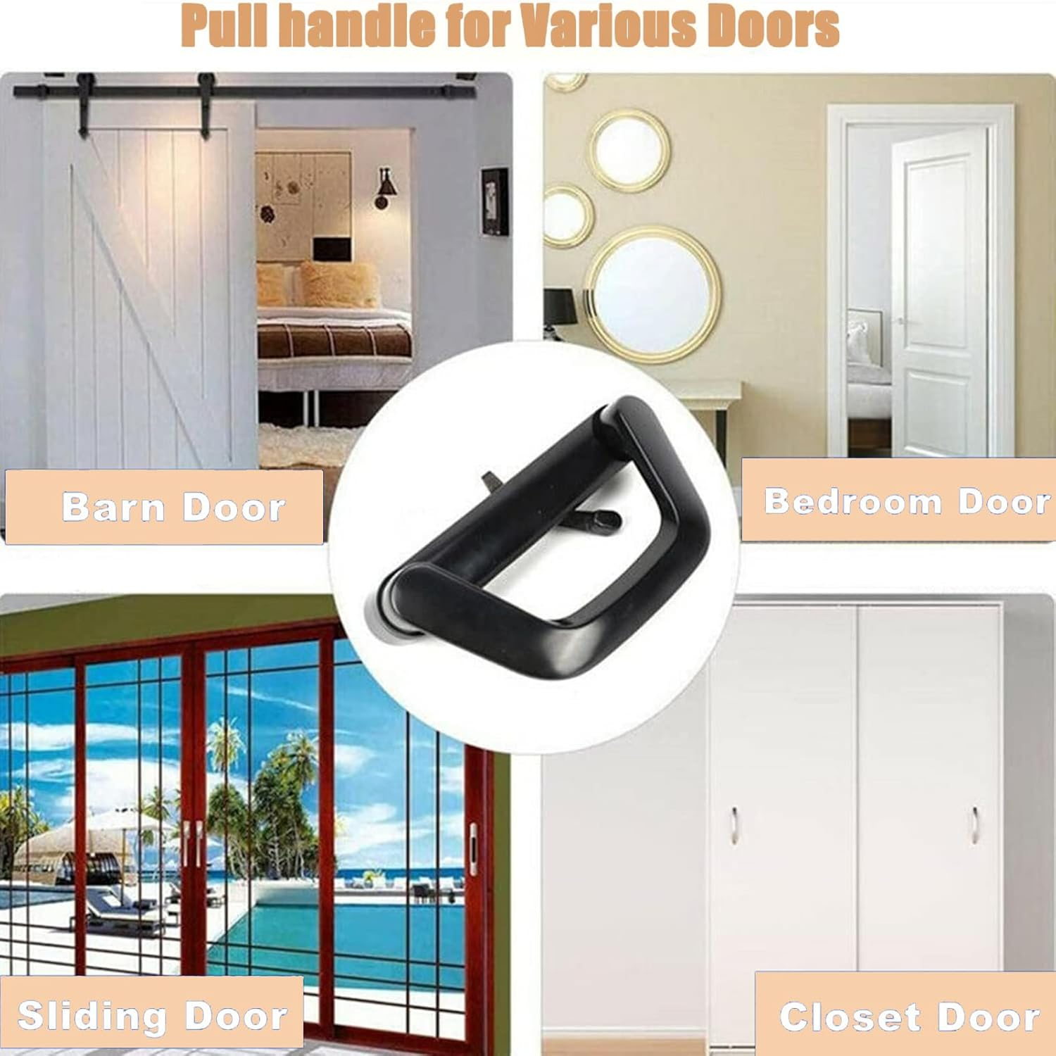 WYJREES Sliding Patio Door Handle Set with Mortise Lock, Suitable for Sliding Glass Patio Door Thickness from 1.5In to 2In, 4-15/16" Screw Holes, Need to Drill, Reversible Design, Keyed, Black image number 1