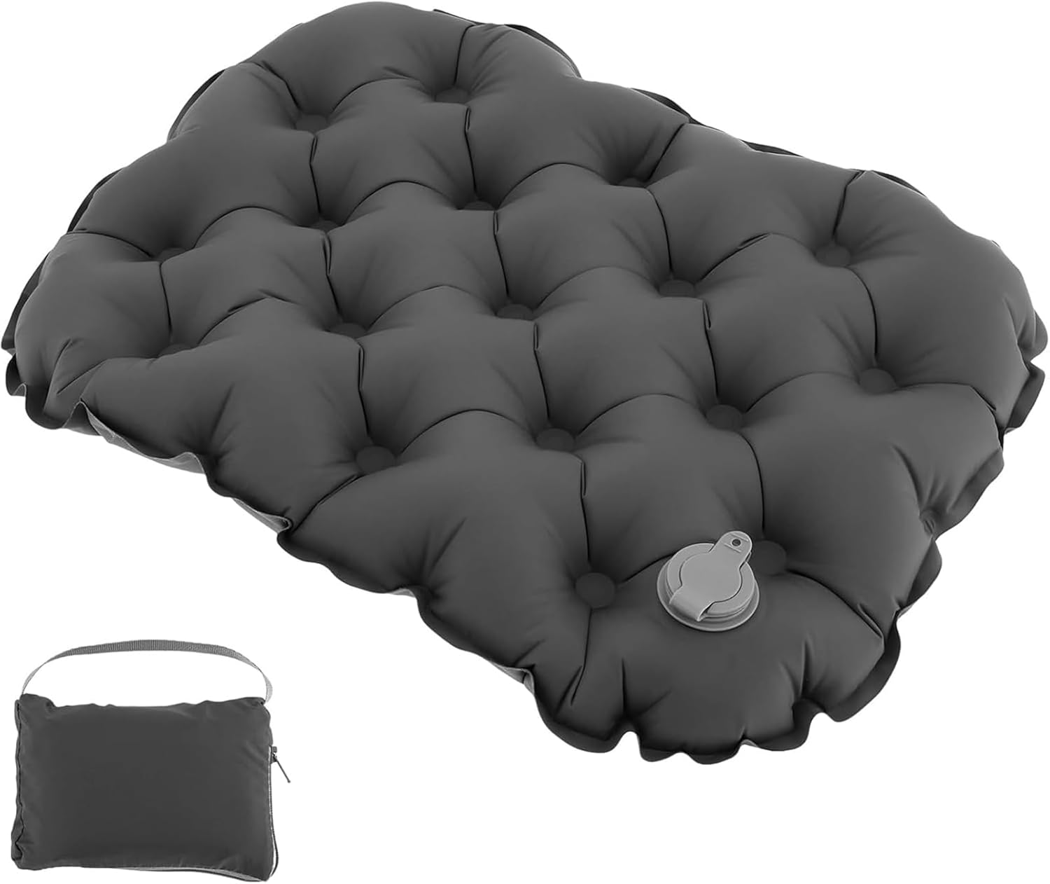 Inflatable Seat Cushion, Lightweight Portable Comfortable Air Pad for Camping, Hiking, Office, Airplane, Car, and Stadium Travel Use (Grey)