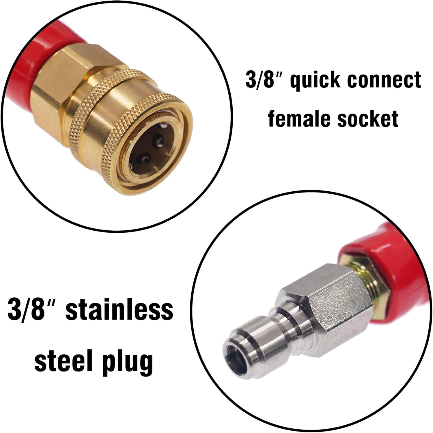 Hourleey 50FT Pressure Washer Hose with 3/8 Inch Quick Connect, High Tensile Wire Power Washer Hose, 4000 PSI image number 6