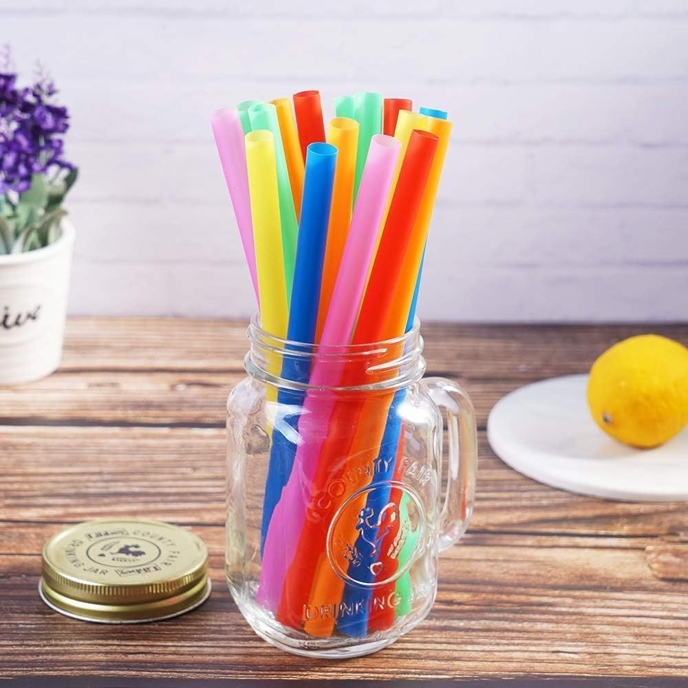 Zupixfer 100 PCS Colorful Jumbo Smoothie Straws - Extra Wide 6Mm Bubble Tea Straws for Thick Milkshakes, Slushies, Boba Drinks (Reusable Plastic) image number 2