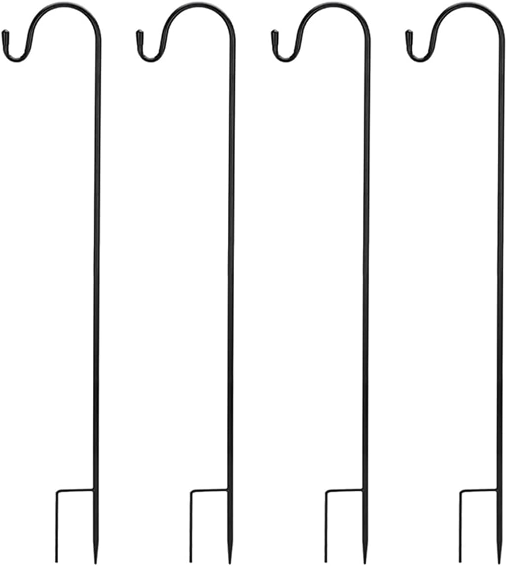 NUZAMAS 80Cm Shepherds Hooks for Lights - Adjustable Metal Stake Hangers, Heavy Duty Plant Hooks for Garden Weddings, Baskets, Lantern, Bird (4 Pack Black) image number 3
