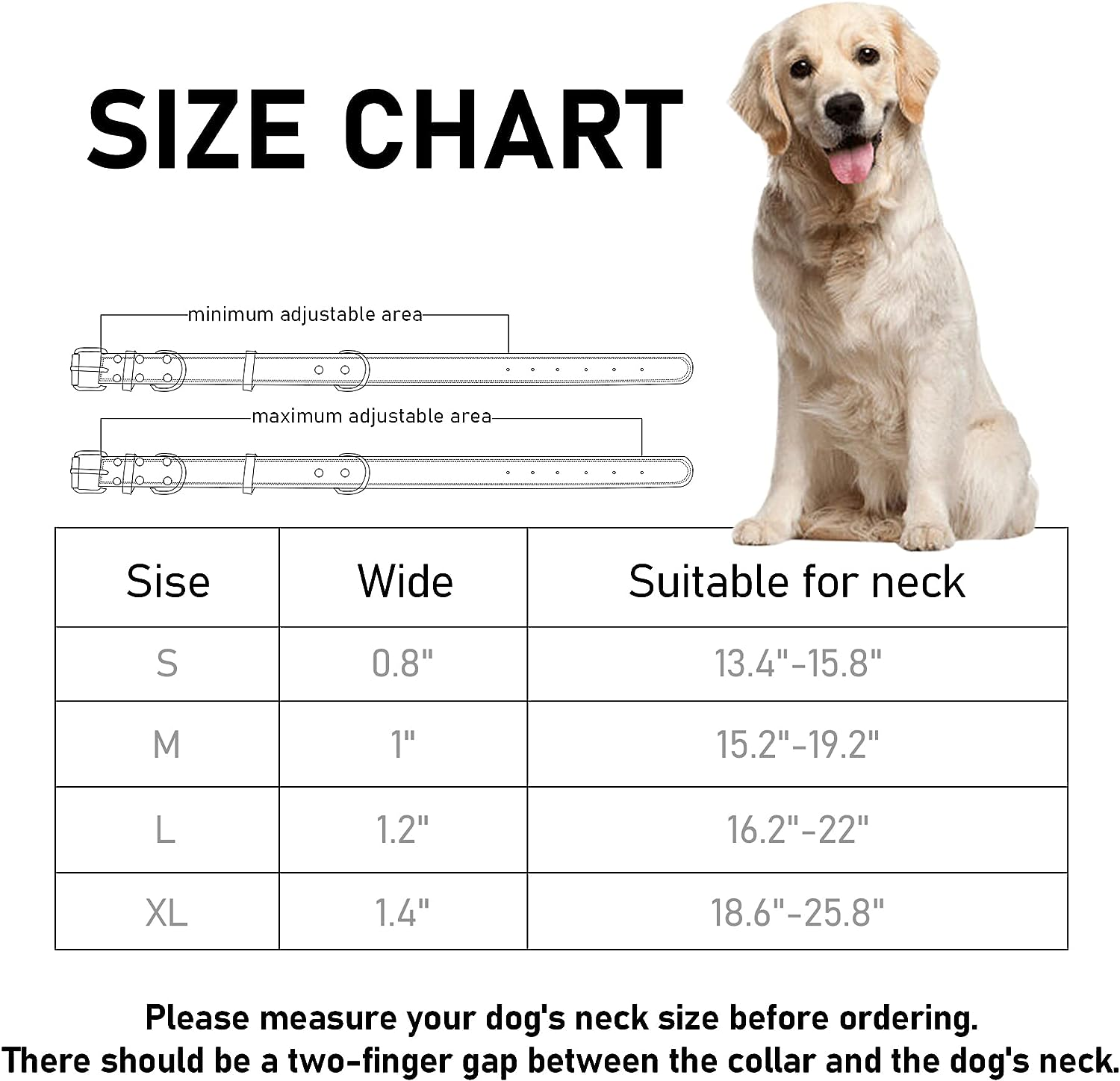 Genuine Leather Heavy Duty Wide Dog Collar, Dual Stitch - Brown (L: 1.2" Wide for 17"-23" Neck, Suitable for Small to Extra Large Dogs) image number 4