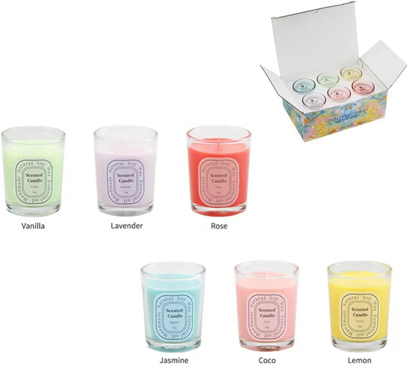 6 Packs Scented Candle Set, 55G Soy Votive Candle for Home Decoration, Candle Gifts for Christmas Thanksgiving and Anniversar