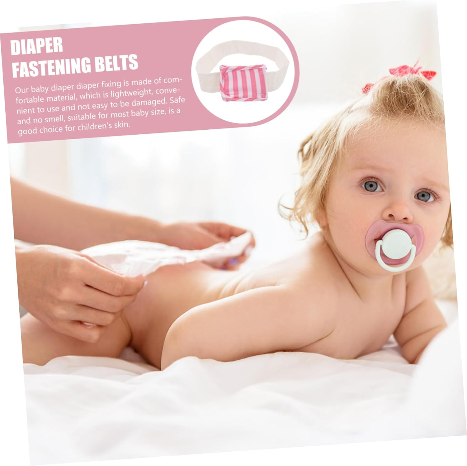 SECFOU 18Pcs Nappy Fastening Belts Diaper Belt Supplies for Shower Gifts Elastic Rubber Band Cotton image number 1