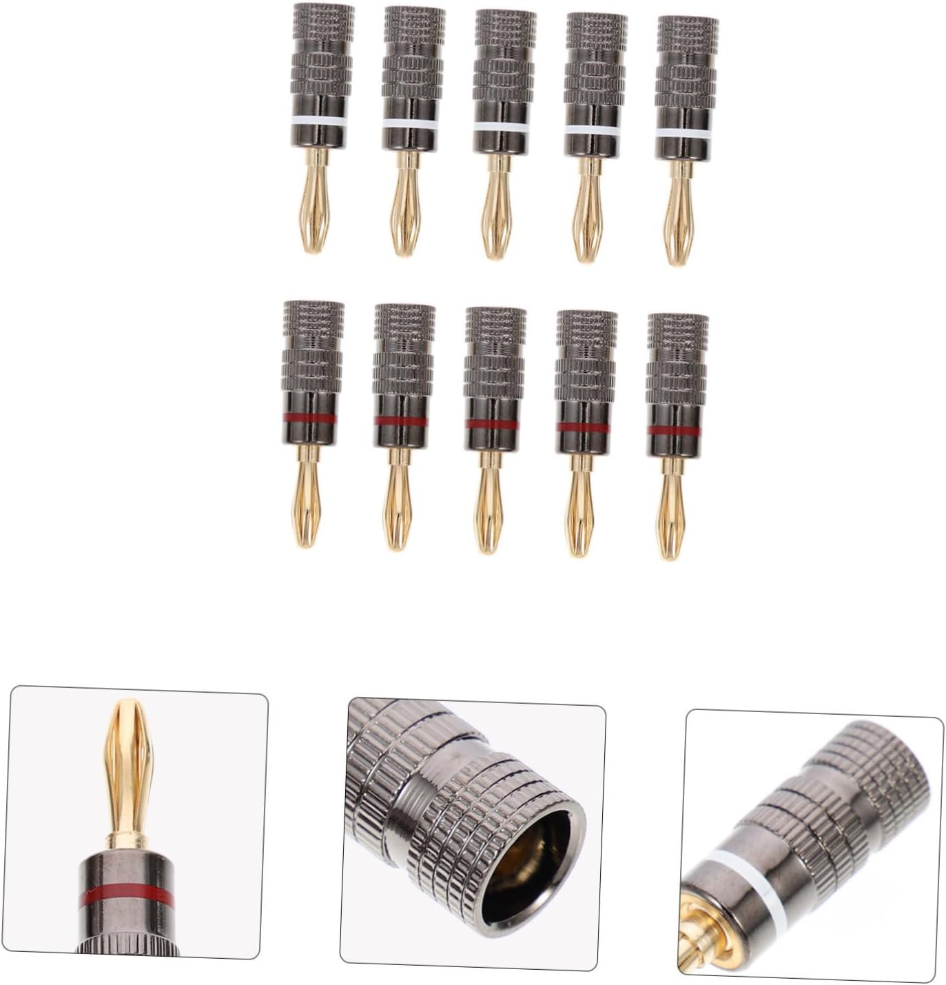 CHICAMPERA 10Pcs Copper Banana Plugs Speaker Wire Connectors Audio Jack for Hi-Fi Audio Systems Home Theater Sound Setup image number 3