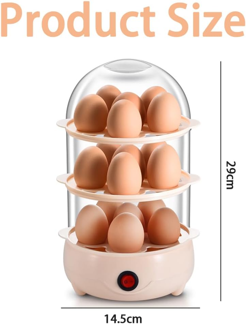 3 Tiers Egg Steamer, Double Layer Rapid Egg Cooker, Mini Egg Cooker Cooks 18 Eggs Perfectly with One-Button Operation for Vegetables Dumplings Buns with Automatic Shut Off, Noise Free (3 Tiers) image number 4