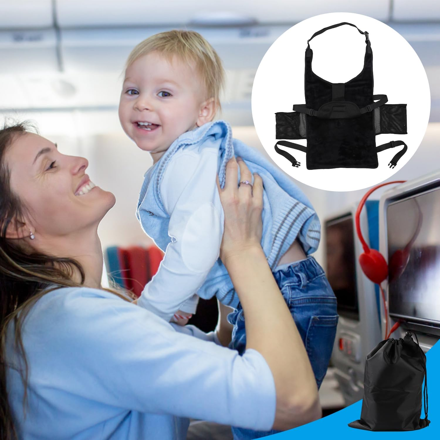 Airplane Footrest for Kids, Lightweight Foldable Toddler Airplane Bed Toddler Airplane Seat Extender Portable Children'S Airplane Footrest Travel Accessories image number 5