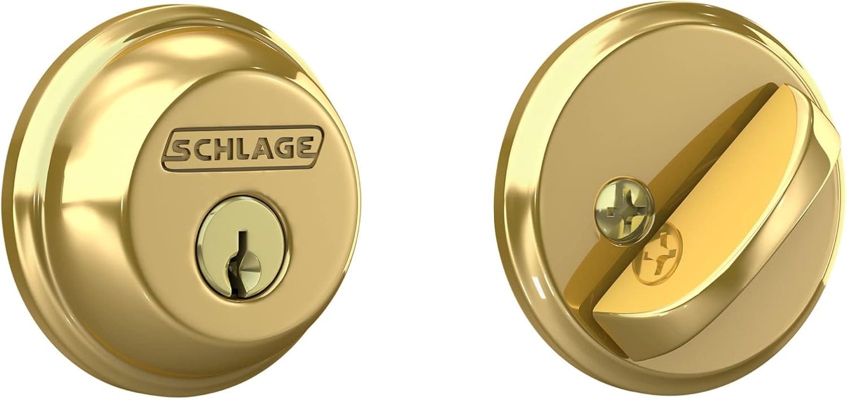 Schlage B60N Single Cylinder Deadbolt, Bright Brass image number 2