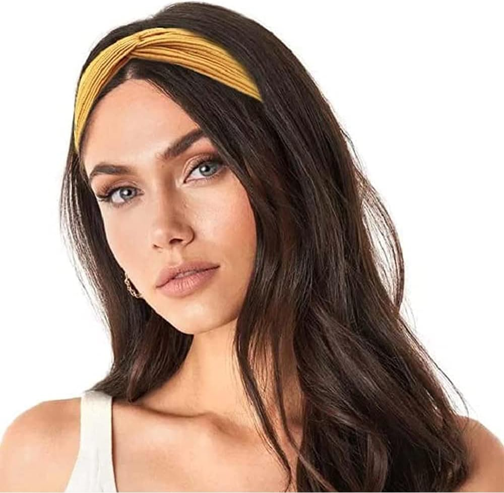 Fashion Women Girls Knotted Headband Twist Knot Head Wrap Elastic Hair Band AU (Khaki) image number 3