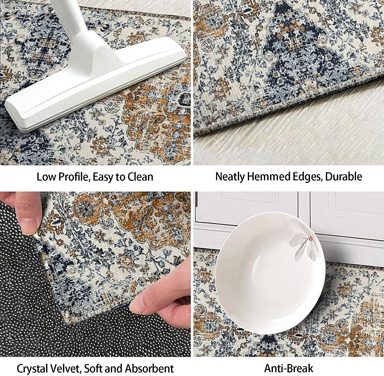 Kitchen Rug Mat, 2 Piece Country Rustic Kitchen Rugs, Boho Farmhouse Style Washable Non-Slip Kitchen Mats for Floor, Boho Kitchen Decor image number 2