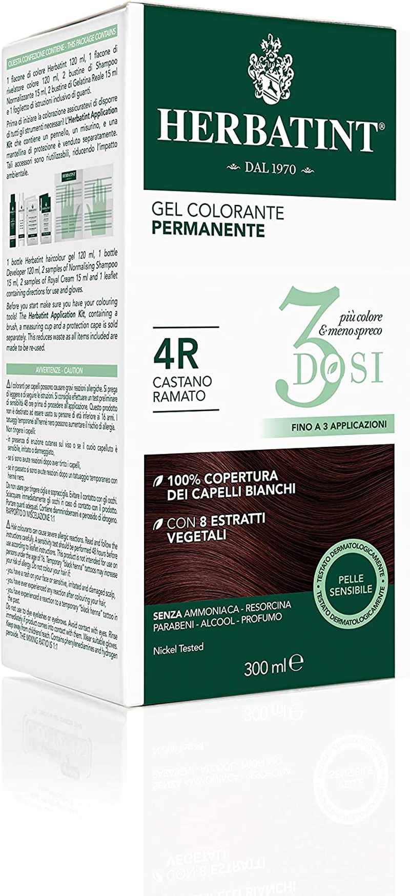 Herbatint Permanent Colour Gel 3 Cans 300Ml - 7R Copper Blonde No Ammonia for Sensitive Skin 100% Coverage for White Hair with 8 Natural Organic Extracts