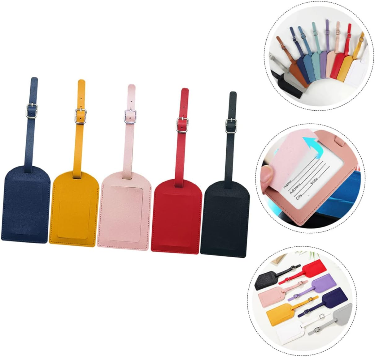 WATIIFUFU 5Pcs Lightweight Luggage Tags Lanyard Design Pu Labels for Easy Identification of Suitcases and Travel Accessories image number 2