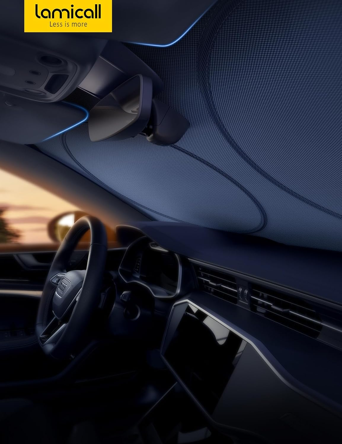 Lamicall Car Windshield Sun Shade &ndash; 4-Layer Reflective 240T Sun & UV Reflective Windshield Cover Sun Shade | Easy Install, Foldable | 150X79Cm Windshield Cover for Medium Sedan, SUV image number 2