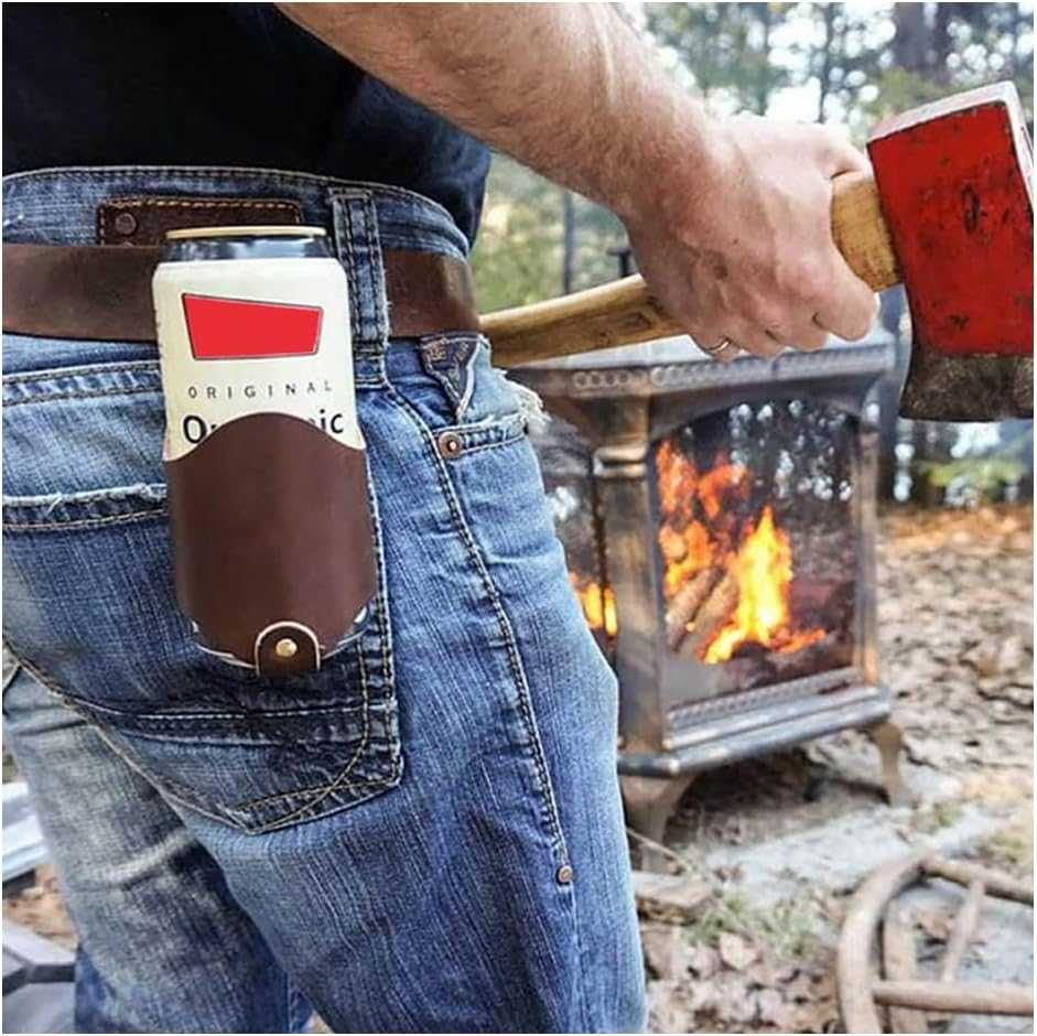 Belt Bottle Holder Pu Leather Beer Holsters Beer Belt Holder Beer Gifts Cool Beer Accessories Gadgets (1 PC)