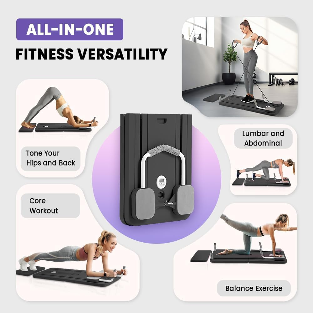 Propulse Pilates Board, 2025 Upgraded Pilates Reformer Set, Multi-Purpose Foldable Pilates Reformer Board for Home, Ab Board Trainer Pilates Sliding Board