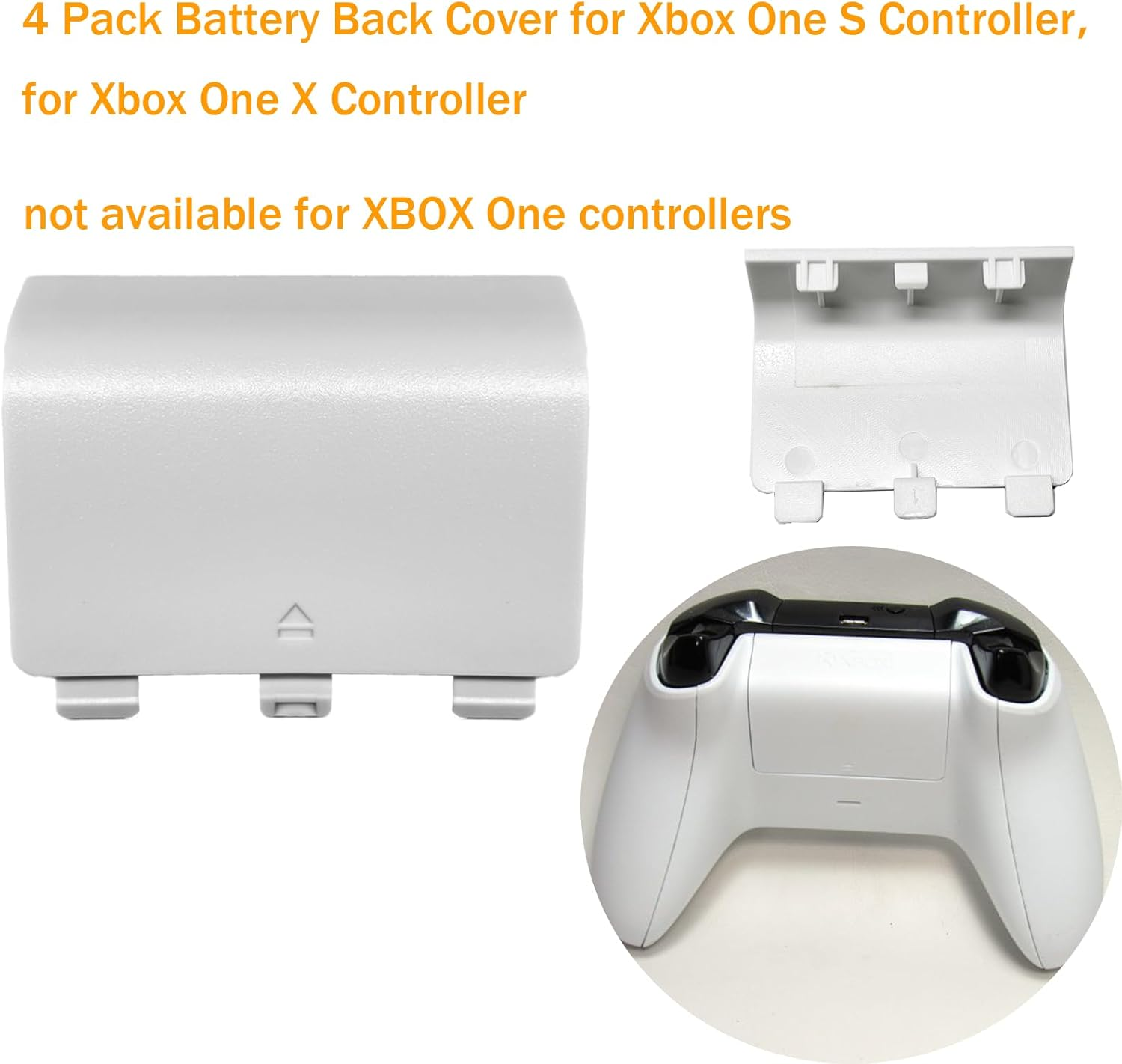 4 Pack Battery Back Cover for Xbox Series X Controller, Battery Back Shell Repair Part for Xbox Series X/Series S Controller (Black&White) [Xbox_Series_S] image number 4