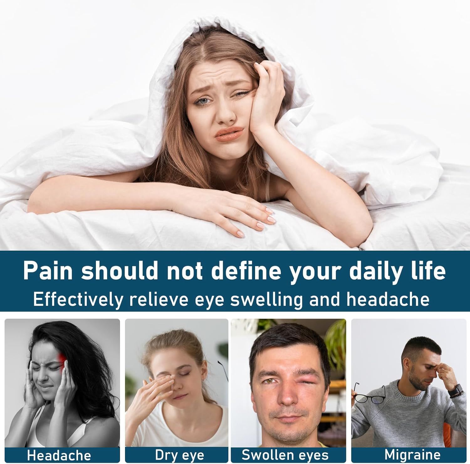 2 Pcs Gel Eye Mask, Reusable Cooling Hot Cold Compress for Puffy Eyes, Dark Circles, Headache & Migraine Relief, Ice Eye Mask for Sleeping, Stress & Sinus Pain Relief image number 1