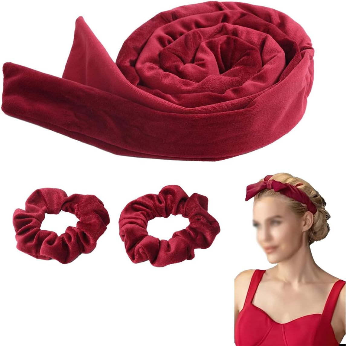 Orivin a Set of Heatless Curlers Silk Headband for Sleeping Overnight No Heat Hair Curling Soft Velour Heatless Hair Rollers