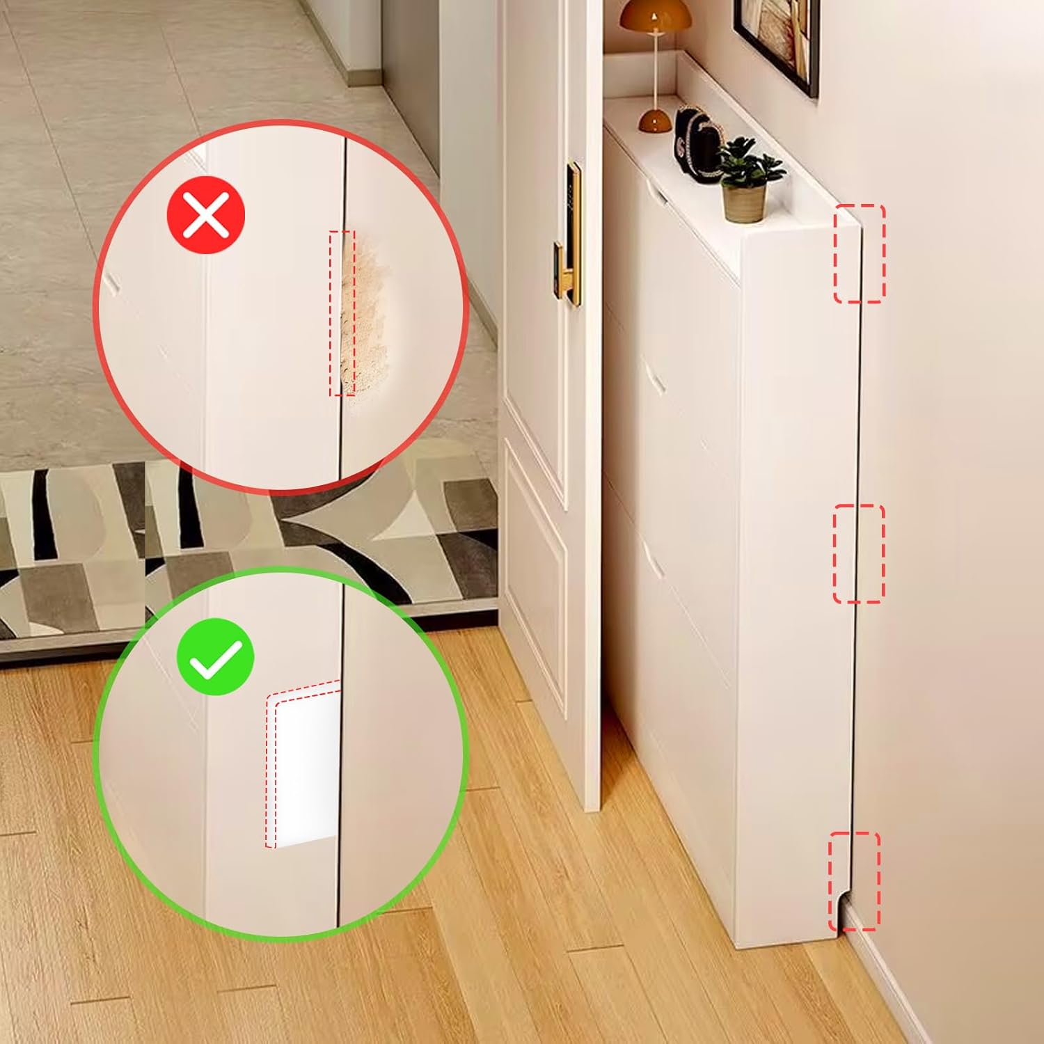 Self Adhesive Baseboard Corner Blocks, Thickened Rubber Corners Protectors Guards Trim for Wall,Furniture, Edge(White, 4PCS) image number 2