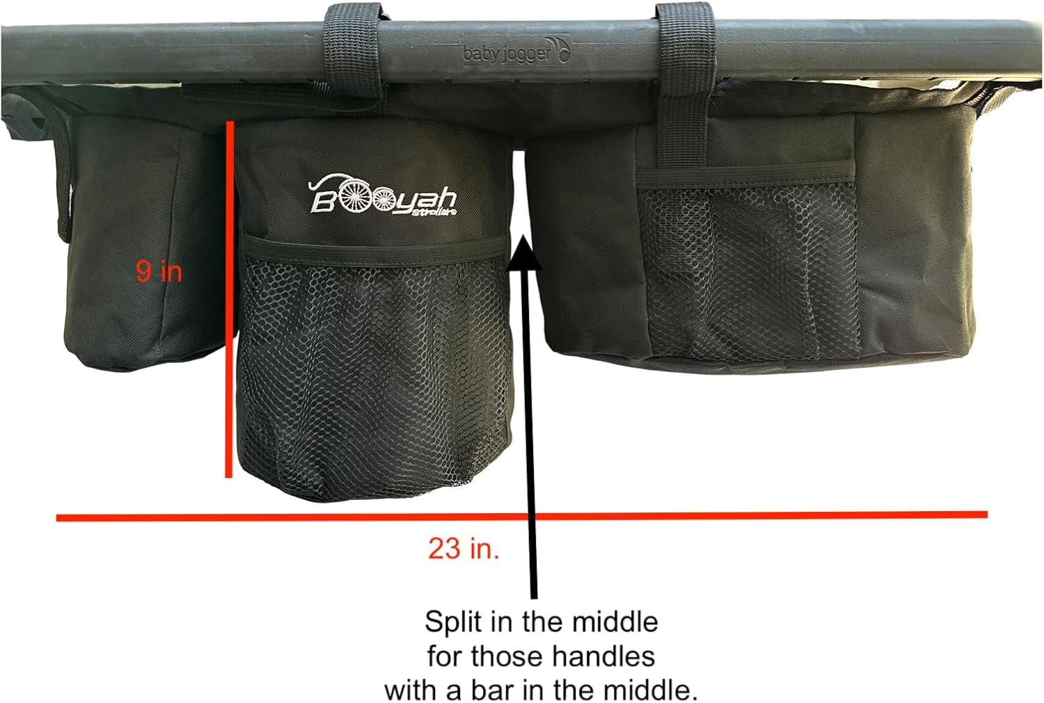 Split (Bar in Middle of Handlebar) Double Stroller Organizer for Bob Duallie and Baby Jogger City Mini GT image number 3