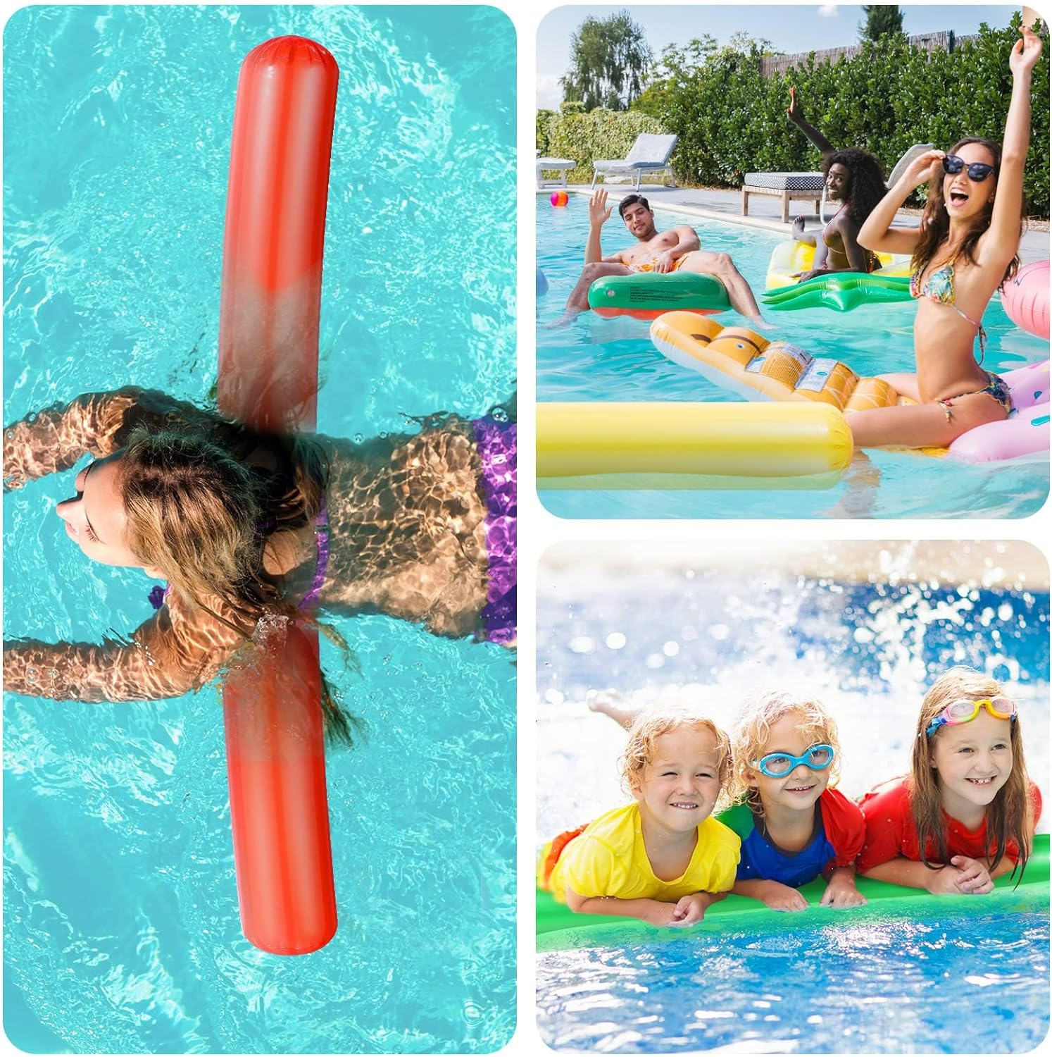 Pool Inflatable Sticks 41.3 Inch Pool Noodles PVC Swimming Noodles Colorful Inflatable Pool Noodle Adults Float Water Noodles Outdoor Water Games Toy for Beaches Swimming Pool Party D&eacute;cor image number 4