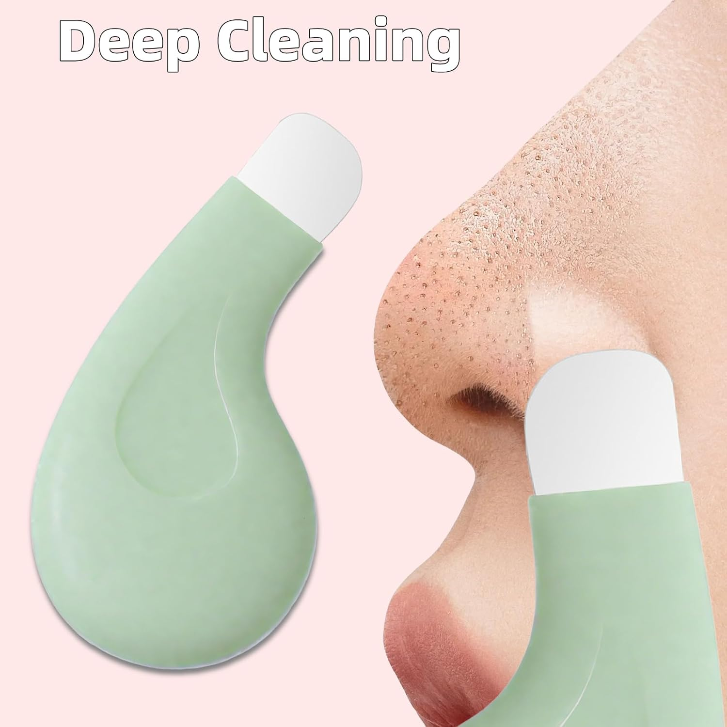 Hzqzaoan 2Pcs Blackhead Remover Tool, Silicone Face Scraper for Cleansing, Skin Scrubber Face Spatula, Face Black Head Remover for Nose, Skin Care Tools for Women/Men, Acne Pore Cleaner (Green + Pink)