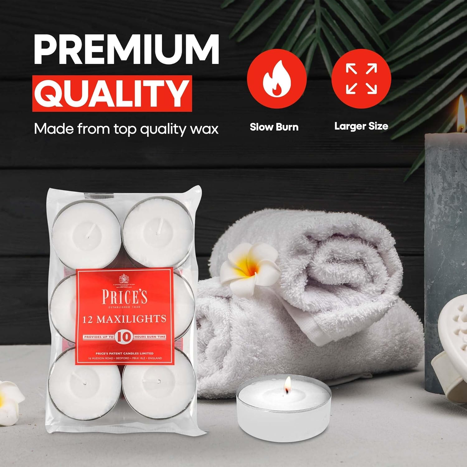 Price'S - Maxi Tealights - Pack of 12 - Unscented - 10 Hour Burn Time - Quality White Wax