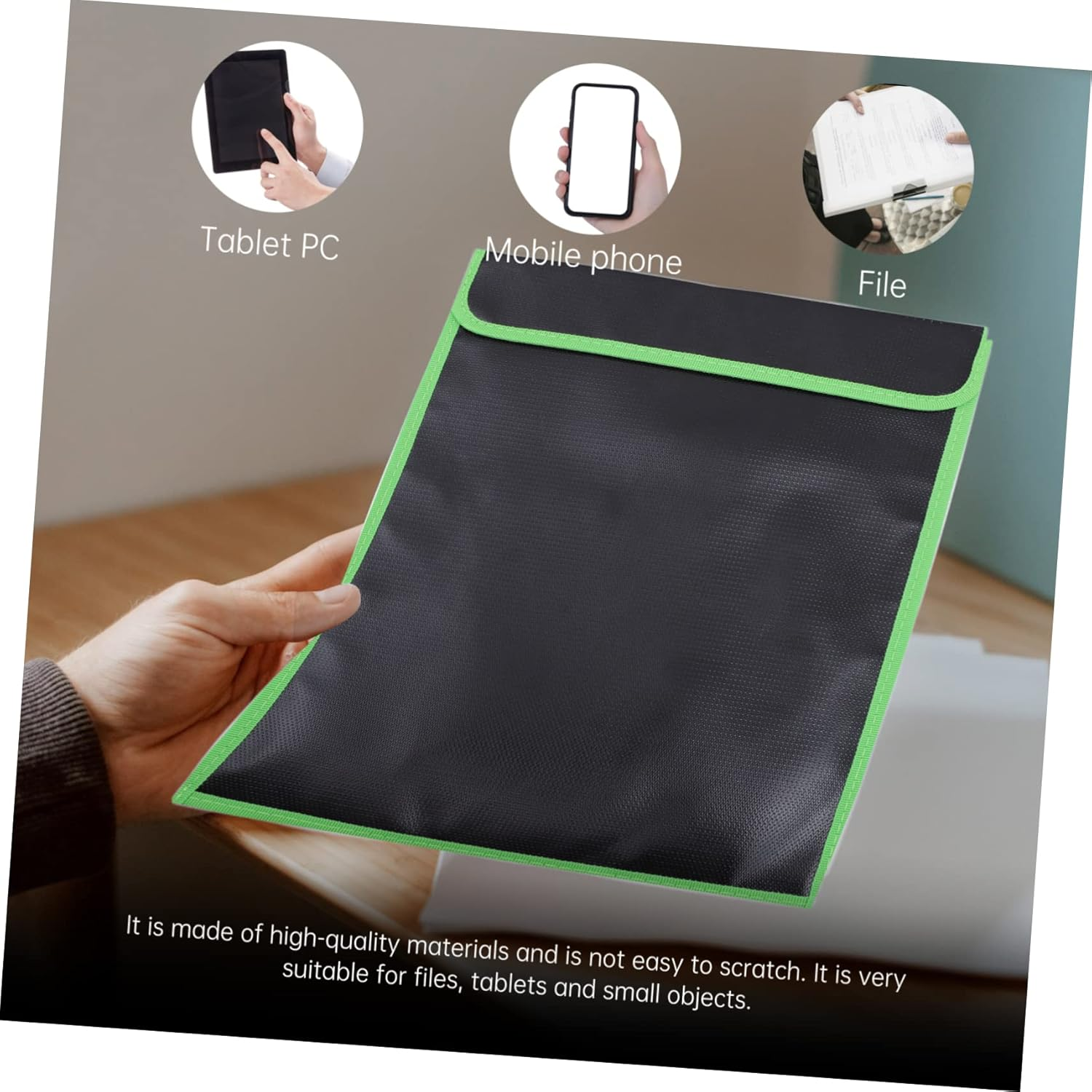 GRIRIW Fireproof File Bag Waterproof Pouch 37.5X28.5Cm Black Explosionproof Document Storage Bag for Battery Protection and Important Paper Safe image number 2