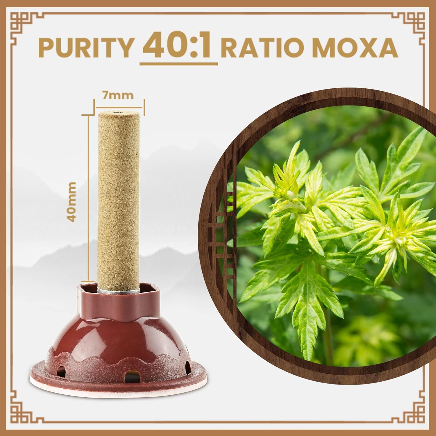 7 Years'Old Pure Moxa Roll Strip for Moxibustion Ai Ye Chinese Wormwood, Moxa Sticks, High Purity 40:1-60Pcs image number 3