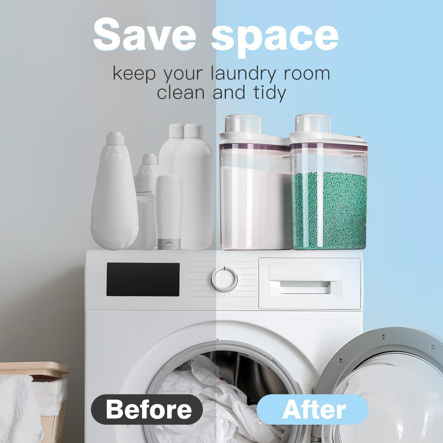 Livlab Mker Laundry Detergent Dispenser with Lid, Powder Container for Laundry Room Organization and Storage, Scent Booster Beads with Measuring Cup 3.5L/8Lbs/125Oz image number 4