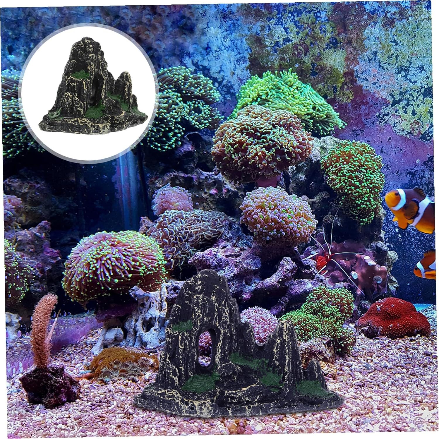 UTHCLO Resin Rockery Aquarium Decor Fake Rockery Ornament Landscape Decoration for Fish Tank Supply Artificial Mountain View for Aquatic Pets image number 2