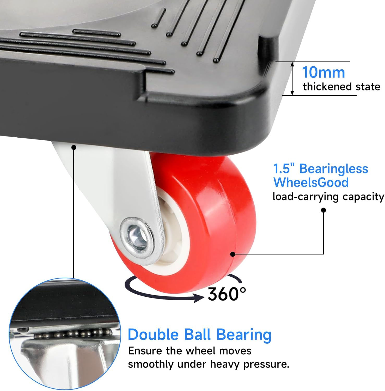 Furniture Mover with Wheels, 360&deg; Rotation Wheels Furniture Dolly for Moving Heavy Furniture Refrigerator Sofa Cabinet Bed, Load Capacity 300LBS image number 5