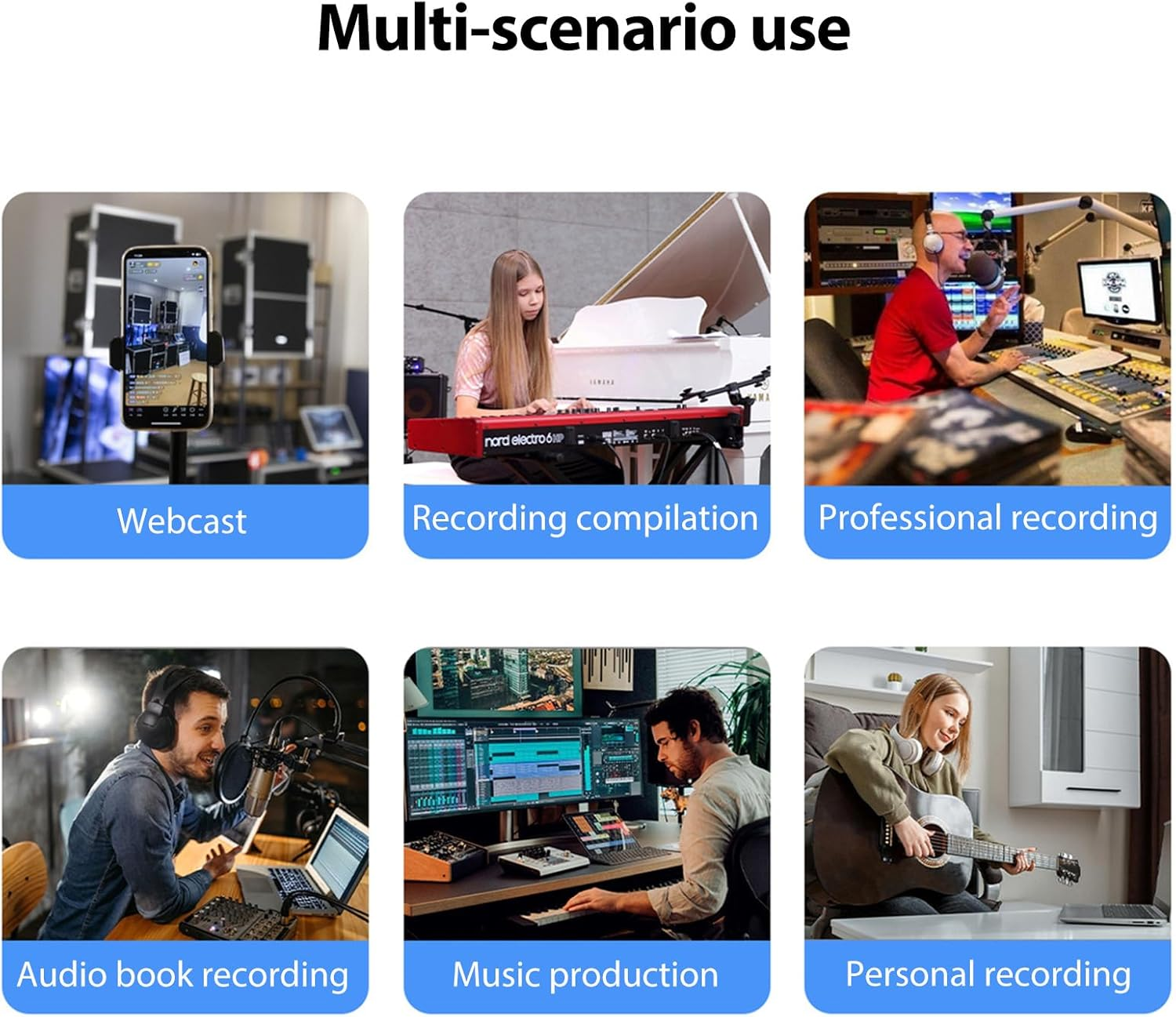 Mingzhe 4 Channels Recording Sound Card with Driver Free Audio Interface, 4-In 4-Out USB Sound Card 24 Bit/192Khz 48V Phantom Power Supply for Professional Recording of Live Streaming Karaoke image number 4