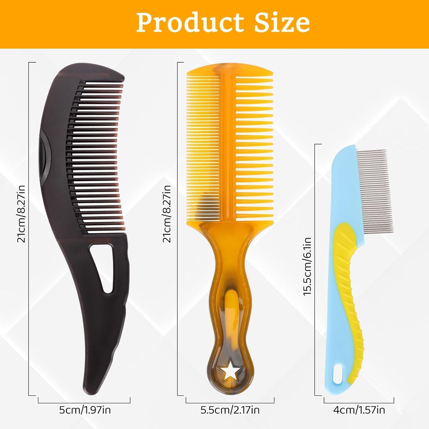 Stainless Steel Fine Tooth Dandruff Remover Combs, 3Pcs Hollow Tooth Hairbrush Dandruff Comb, Stainless Steel Lice and Psoriasis Remover for Scalp Detox image number 2