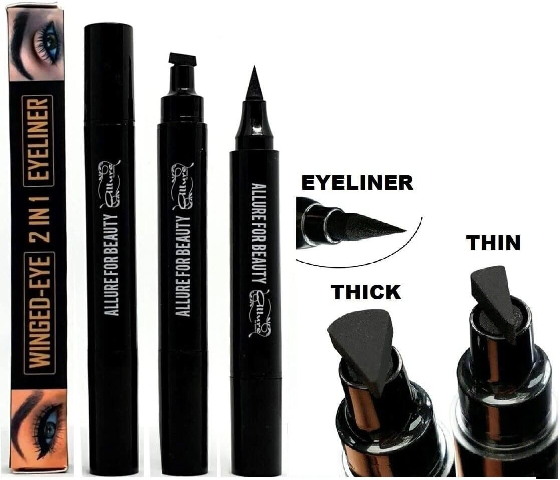 Allure Liquid Eyeliner Stamp - Double-Ended Winged Eyeliner Stamps for Perfect Wing | Triangle Stamp Eyeliner, Long Lasting Liquid Eyeliner Waterproof Smudge Proof image number 4