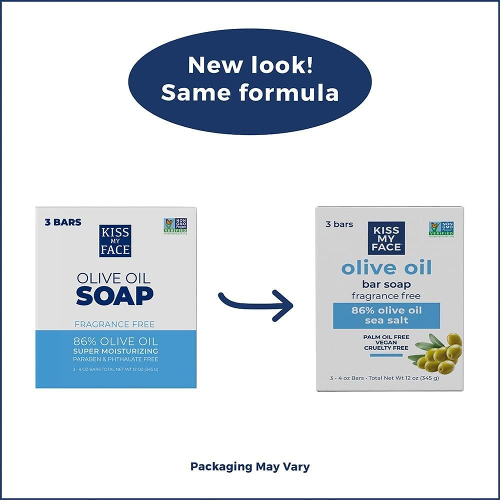 (3 Bars) - Kiss My Face - Pure Olive Oil Bar Soap Value Pack Fragrance Free - 3 Bars image number 3